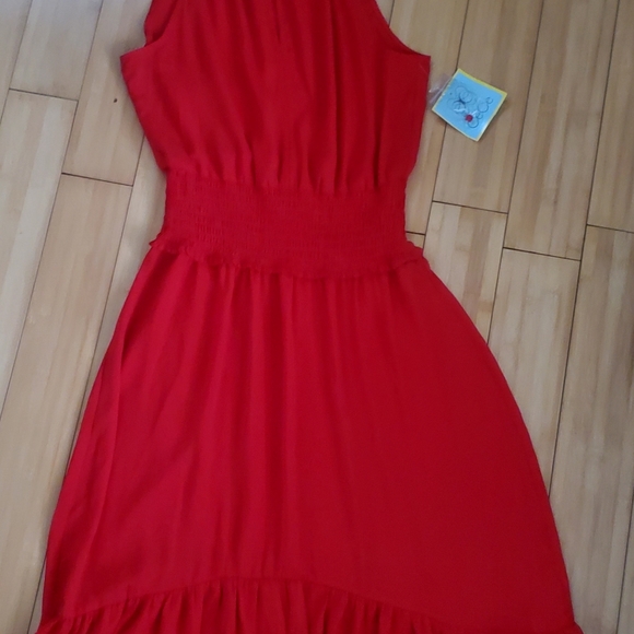 CeCe Red Halter  Dress with Smocked Waist Size Medium - Picture 3 of 9